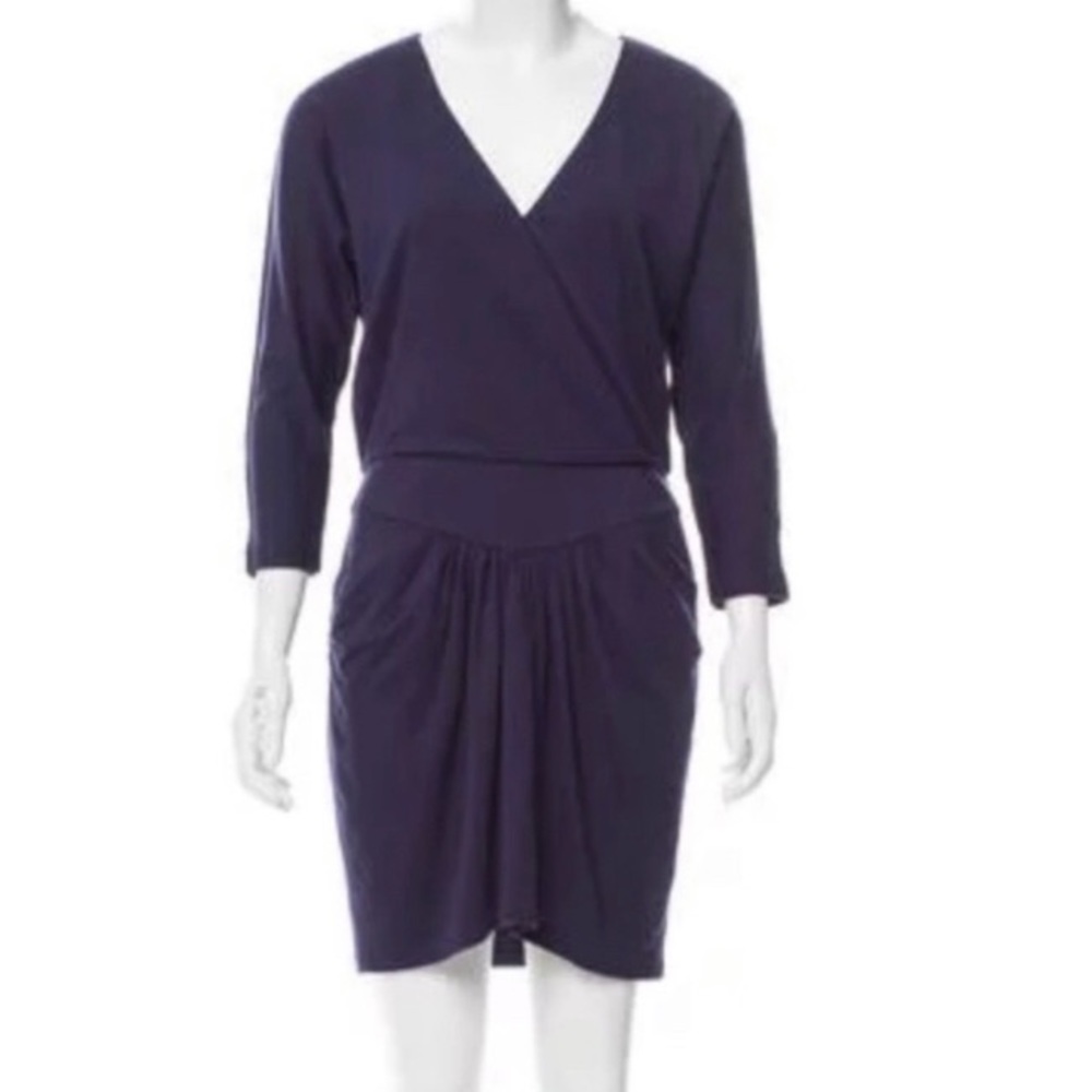 TIBI Dress purple wool blend knit surplice faux wrap S